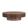Modern Handcraft Drum Coffee Table Length 43.7 inch Ellipse Coffee Table for Living Room,Oval Small Coffee Table with Sturdy Pedestal