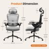 High Back Desk Chair with Adjustable Lumbar Support & Headrest,Comfortable Mesh Computer Chair with Soft Flip Up Arms, Adjustable Height and 120°Tilt