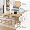 Farmhouse 76inch 6-Piece Extendable Dining Table Set Trestle Kitchen Table Set with 18inch Removable Leaf and Upholstered Dining Chair and Bench