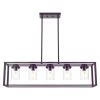 Lighting 5-Light Dining Room Light Modern Pendant Lighting for Kitchen Island with Clear Glass Shade Linear Cage Chandelier Hanging Ceiling Light in M