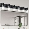 Rustic Wall Light Fixture in Matte Black Finish, 6 Light Bathroom Vanity Lighting with Clear Glass Shade