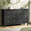 6 Drawer Dresser For Bedroom, Wood Storage Cabinet With Black Handles, Modern Closet Of Drawers for Living Room