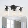 5-Light Bathroom Light Fixtures, Brushed Nickel Modern Vanity Lights Over Mirror with Clear Glass Shade