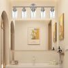 5-Light Bathroom Light Fixtures, Brushed Nickel Modern Vanity Lights Over Mirror with Clear Glass Shade