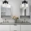 5-Light Bathroom Light Fixtures, Brushed Nickel Modern Vanity Lights Over Mirror with Clear Glass Shade