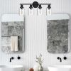 5-Light Bathroom Light Fixtures, Brushed Nickel Modern Vanity Lights Over Mirror with Clear Glass Shade