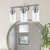 5-Light Bathroom Light Fixtures, Brushed Nickel Modern Vanity Lights Over Mirror with Clear Glass Shade