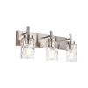 Vanity Light Fixtures 3 Light Modern Wall Sconces Lighting Black Bathroom Lights Wall Mounted with Hammered Glass Shade