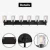 Vanity Light Fixtures 3 Light Modern Wall Sconces Lighting Black Bathroom Lights Wall Mounted with Hammered Glass Shade