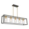 Lighting 5-Light Dining Room Light Modern Pendant Lighting for Kitchen Island with Clear Glass Shade Linear Cage Chandelier Hanging Ceiling Light in M