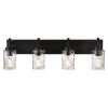 Vanity Light Fixtures 3 Light Modern Wall Sconces Lighting Black Bathroom Lights Wall Mounted with Hammered Glass Shade