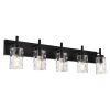 Vanity Light Fixtures 3 Light Modern Wall Sconces Lighting Black Bathroom Lights Wall Mounted with Hammered Glass Shade