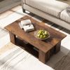 Large 41 Inch 2-tier Wooden Modern Coffee Table with Storage Shelf living room table