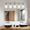 5-Light Bathroom Light Fixtures, Brushed Nickel Modern Vanity Lights Over Mirror with Clear Glass Shade