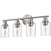 5-Light Bathroom Light Fixtures, Brushed Nickel Modern Vanity Lights Over Mirror with Clear Glass Shade