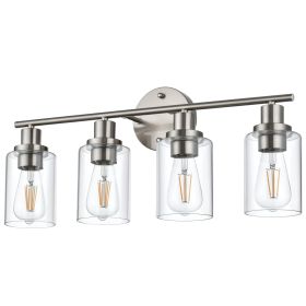 5-Light Bathroom Light Fixtures, Brushed Nickel Modern Vanity Lights Over Mirror with Clear Glass Shade (Color: Brushed Nickel, Numbers of Light: 4-Light)