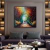 Hand Painted Oil Painting Abstract Original Romantic Cityscape Oil Painting On Canvas Large Wall Art Colorful Tree Painting Custom Painting Livin
