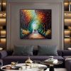 Hand Painted Oil Painting Abstract Original Romantic Cityscape Oil Painting On Canvas Large Wall Art Colorful Tree Painting Custom Painting Livin