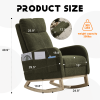 Modern Accent Rocking Chair Rocking Chair with Solid Wood Legs, Upholstered Nursery Glider Rocker, Comfy Armchair with Side Pocket