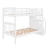 Stairway Twin-Over-Twin Bunk Bed with Storage and Guard Rail for Bedroom, Dorm