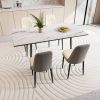 47"-63" expandable dining table set for 2-6 people, equipped with PU fabric thick cushioned dining chair and an elegant and spacious dining table
