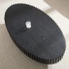 Modern Handcraft Drum Coffee Table Length 43.7 inch Ellipse Coffee Table for Living Room,Oval Small Coffee Table with Sturdy Pedestal