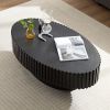 Modern Handcraft Drum Coffee Table Length 43.7 inch Ellipse Coffee Table for Living Room,Oval Small Coffee Table with Sturdy Pedestal