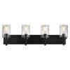 Vanity Light Fixtures 3 Light Modern Wall Sconces Lighting Black Bathroom Lights Wall Mounted with Hammered Glass Shade