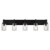 Vanity Light Fixtures 3 Light Modern Wall Sconces Lighting Black Bathroom Lights Wall Mounted with Hammered Glass Shade