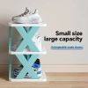 "Stackable Shoe Shelf - 9-Tier Compact Rack for Dorm Bathroom Corridor (Black/Blue)"