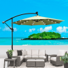 W65642335  Outdoor Dew Table Lamp Solar Umbrella 10 ft Solar Light Umbrella LED Lighting Umbrella 8 rib umbrella crank / Cross Base Lemon Green Solar
