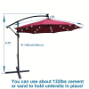W65627956  Outdoor exposed table lamp Solar umbrella 10 feet Solar lamp umbrella LED lighting umbrella 8 rib umbrella crank / cross base Burgundy Sola