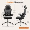 High Back Desk Chair with Adjustable Lumbar Support & Headrest,Comfortable Mesh Computer Chair with Soft Flip Up Arms, Adjustable Height and 120°Tilt