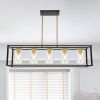 Lighting 5-Light Dining Room Light Modern Pendant Lighting for Kitchen Island with Clear Glass Shade Linear Cage Chandelier Hanging Ceiling Light in M