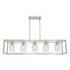 Lighting 5-Light Dining Room Light Modern Pendant Lighting for Kitchen Island with Clear Glass Shade Linear Cage Chandelier Hanging Ceiling Light in M