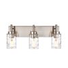 Vanity Light Fixtures 3 Light Modern Wall Sconces Lighting Black Bathroom Lights Wall Mounted with Hammered Glass Shade