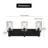 Vanity Light Fixtures 3 Light Modern Wall Sconces Lighting Black Bathroom Lights Wall Mounted with Hammered Glass Shade