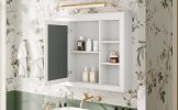 35'' x 27.5'' Medicine Cabinet, Wall Mounted Bathroom Storage Cabinet, Modern Bathroom Wall Cabinet with Mirror