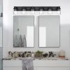 Rustic Wall Light Fixture in Matte Black Finish, 6 Light Bathroom Vanity Lighting with Clear Glass Shade