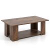 Large 41 Inch 2-tier Wooden Modern Coffee Table with Storage Shelf living room table
