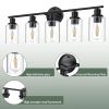 5-Light Bathroom Light Fixtures, Brushed Nickel Modern Vanity Lights Over Mirror with Clear Glass Shade