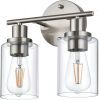 5-Light Bathroom Light Fixtures, Brushed Nickel Modern Vanity Lights Over Mirror with Clear Glass Shade