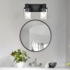 Rustic Wall Light Fixture in Matte Black Finish, 6 Light Bathroom Vanity Lighting with Clear Glass Shade