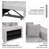 104.5" Pull Out Sleeper Sofa Reversible L-Shape 3 Seat Sectional Couch with Storage Chaise and 2 Stools for Living Room Furniture Set