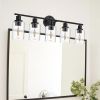 5-Light Bathroom Light Fixtures, Brushed Nickel Modern Vanity Lights Over Mirror with Clear Glass Shade