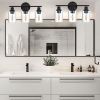 5-Light Bathroom Light Fixtures, Brushed Nickel Modern Vanity Lights Over Mirror with Clear Glass Shade