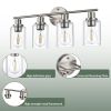 5-Light Bathroom Light Fixtures, Brushed Nickel Modern Vanity Lights Over Mirror with Clear Glass Shade