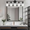 5-Light Bathroom Light Fixtures, Brushed Nickel Modern Vanity Lights Over Mirror with Clear Glass Shade