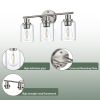5-Light Bathroom Light Fixtures, Brushed Nickel Modern Vanity Lights Over Mirror with Clear Glass Shade