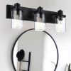 Rustic Wall Light Fixture in Matte Black Finish, 6 Light Bathroom Vanity Lighting with Clear Glass Shade